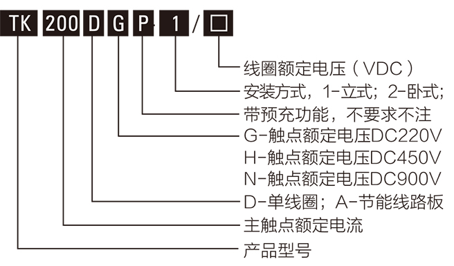 帶預充直流（liú）接觸器型號含義