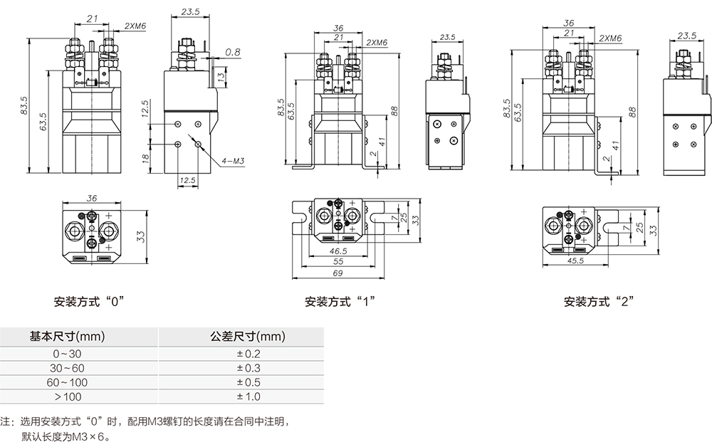 ZJW50A型直流（liú）接觸器型號尺寸圖